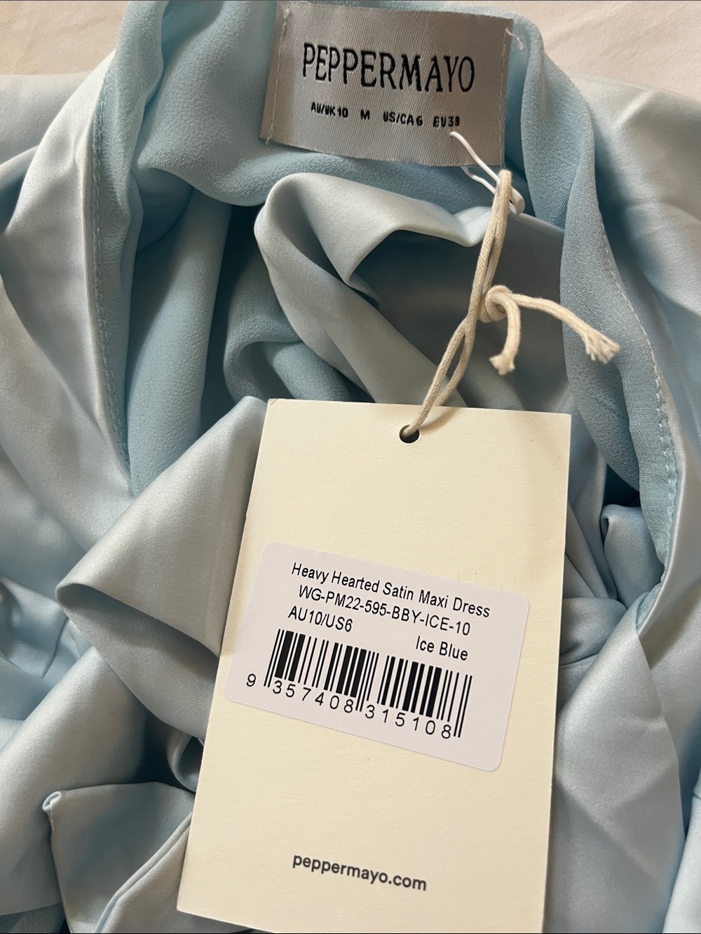 Peppermayo Satin Maxi Dress - Ice Blue